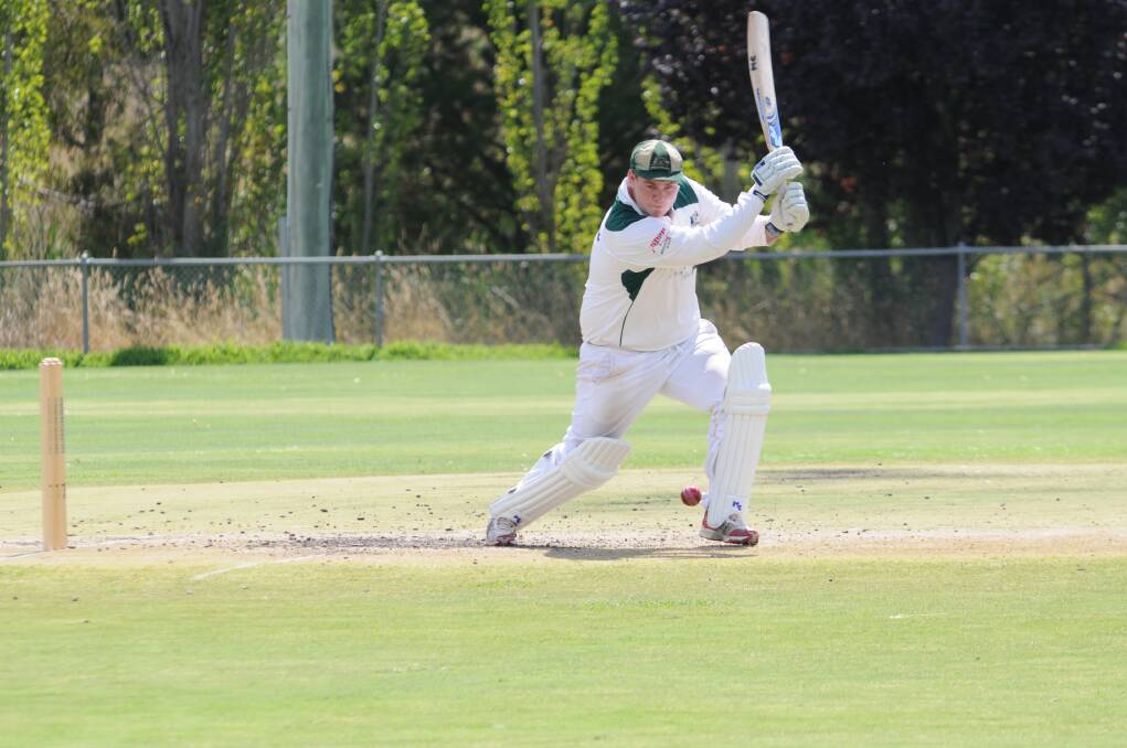 CRICKET: Orange City captain Matt Findlay smashes a boundary against CYMS in their ODCA first grade game at Riawena Oval on Saturday. Photo: LUKE SCHUYLER