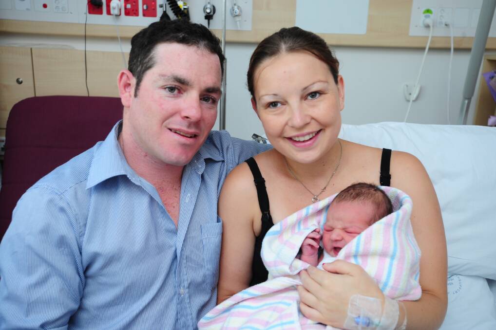 Paieton Fiona Young, pictured with parents Kristin Rossiter and Clayton Young, as born on January 30.
