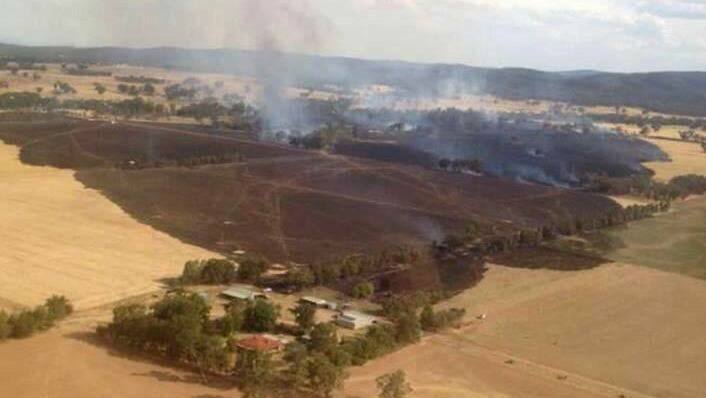 COWRA: An aerial shot of the Cannon Road fire near Gooloogong, taken by NSW Rural Fire Services.