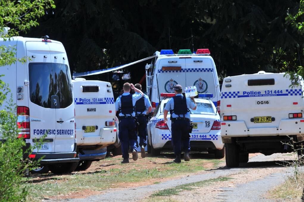 PLANNED FOR: Police at the Shiralee Road property on Wednesday. Photo: JUDE KEOGH
