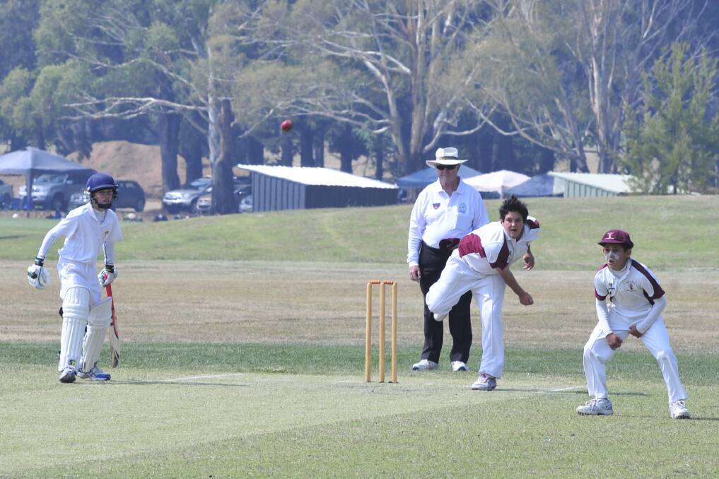 Shoalhaven 's Riley White bowling against Lachlan at Sir Jack Brabham Park on Tuesday. Photo: JUDE KEOGH