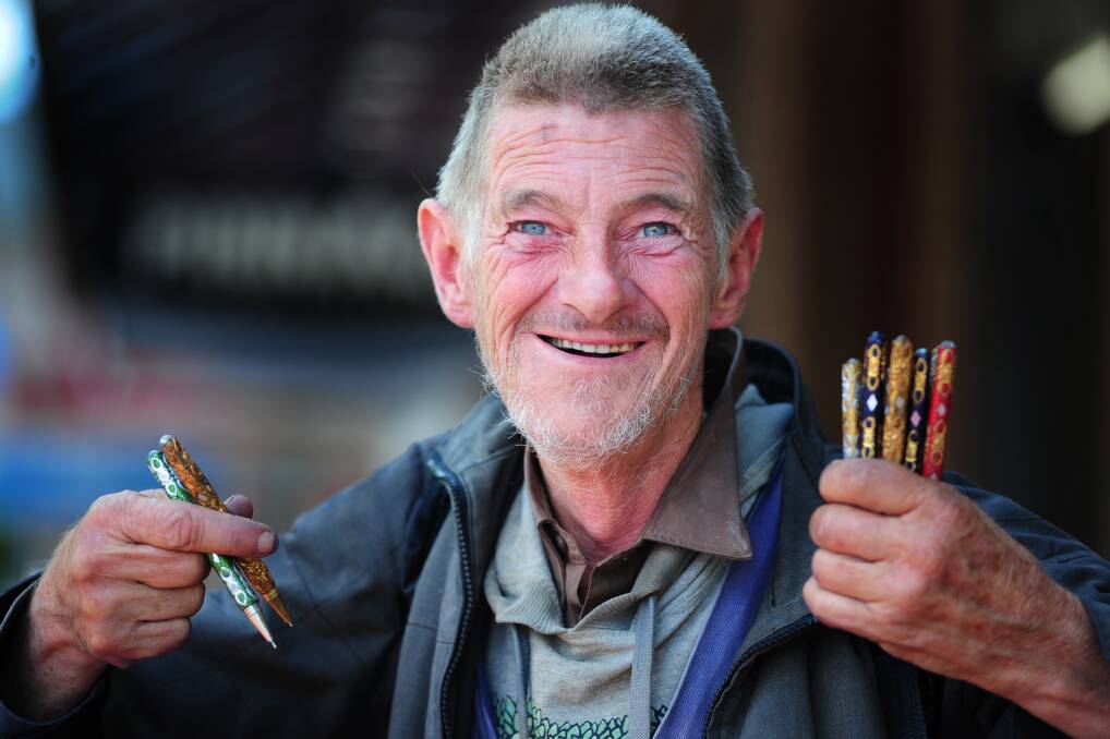 HOMELESS: Danny Draper sells pens on the streets, published on Thursday, February 7. Photo: STEVE GOSCH