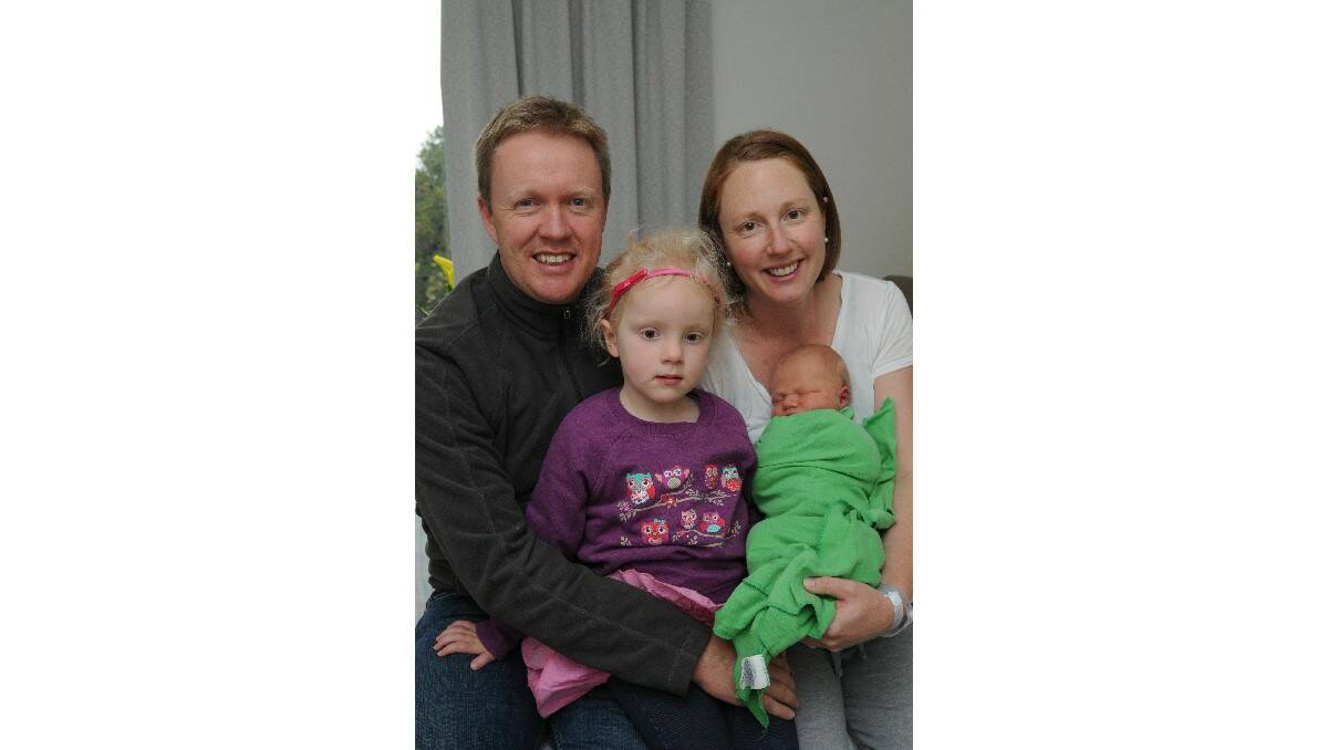 Harry George McMaster, pictured with older sister Amelia and parents Colin and Sandy McMaster, was born on August 17.