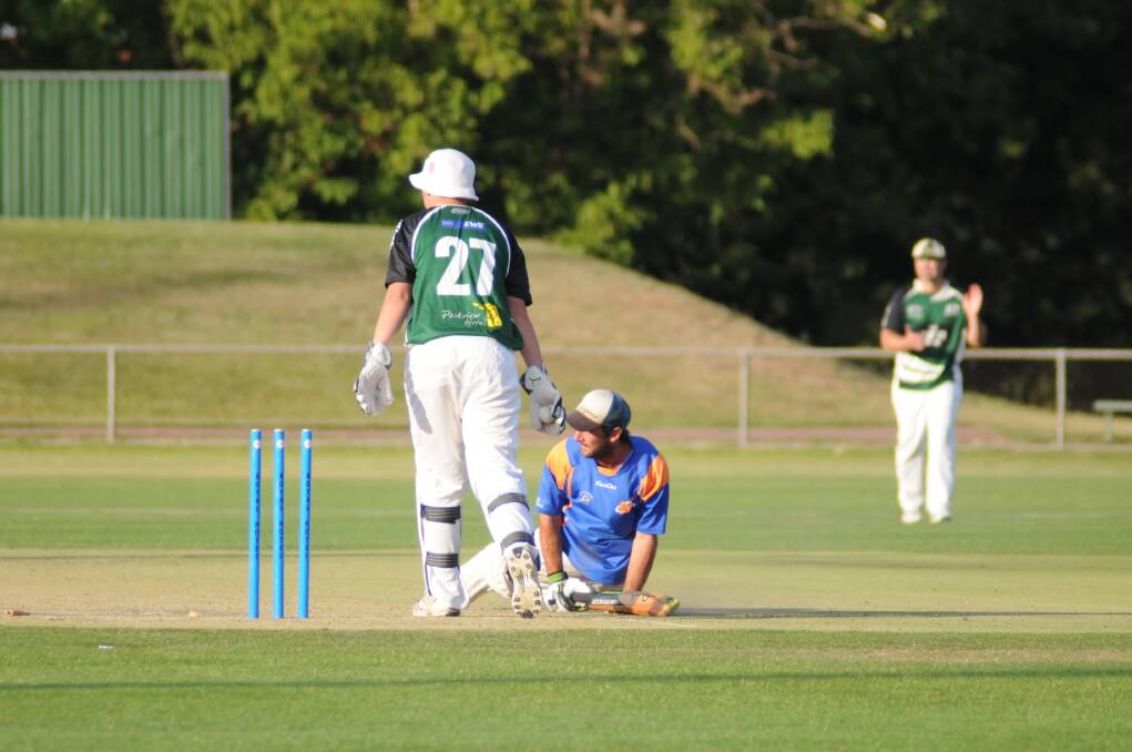 CRICKET: Wanderers' Alex Said is run out by Orange City's Troy O'Keefe in Saturday's ODCA lower grade Twenty20 final at Wade Park. Photo: LUKE SCHUYLER