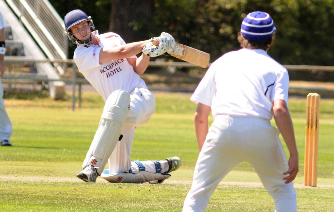 Mudgee's Hayden Cox goes on the attack in his team's Western Zone Premier League game against Orange at Wade Park on Sunday. Photo: STEVE GOSCH