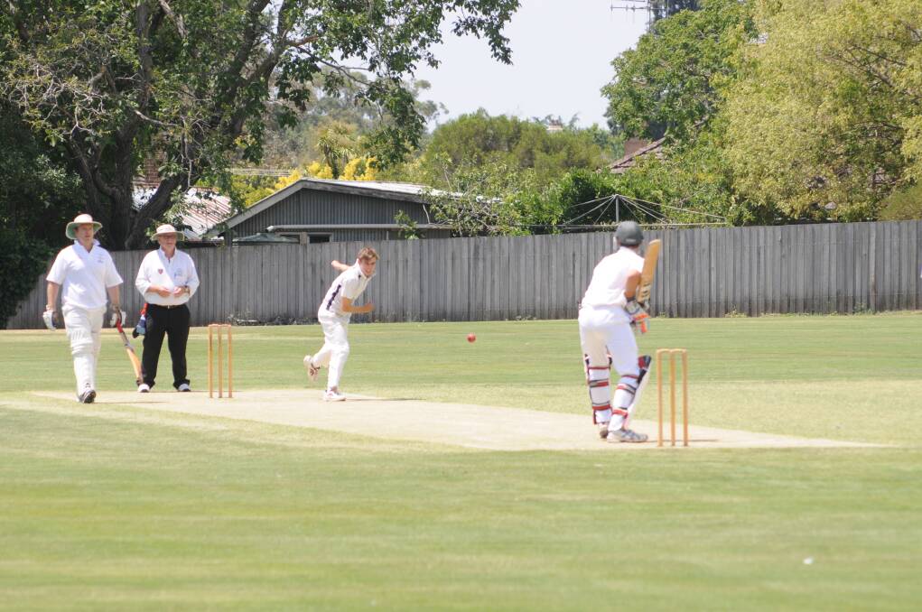 CRICKET: Kinross' Charlie Litchfield bowls to Centrals' Jake Pauletto in Saturday's ODCA first grade game at Kinross. Photo: LUKE SCHUYLER