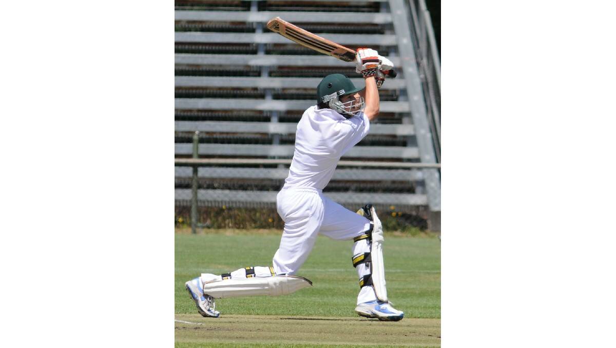 CRICKET: Centrals Josh Coyte hits out against Cavaliers in ODCA first grade at Wade Park. Photo: STEVE GOSCH