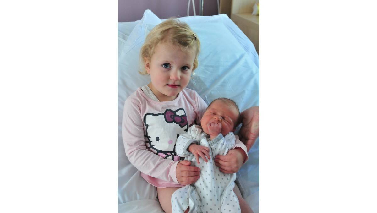 Islay Grace Meaney, pictured with older sister Skye Meaney, was born on November 2. Islay's parents are Kylie Bergersen and Alan Meaney.