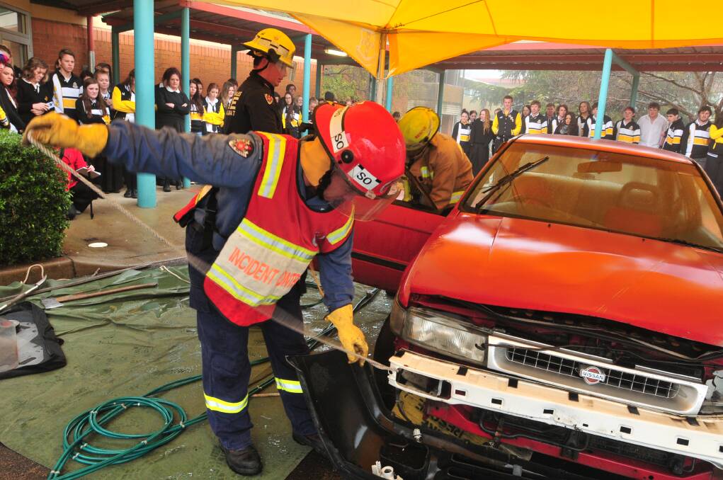 LIFE LESSONS: Emergency services show Orange High School students a thing or two. Photo: JUDE KEOGH