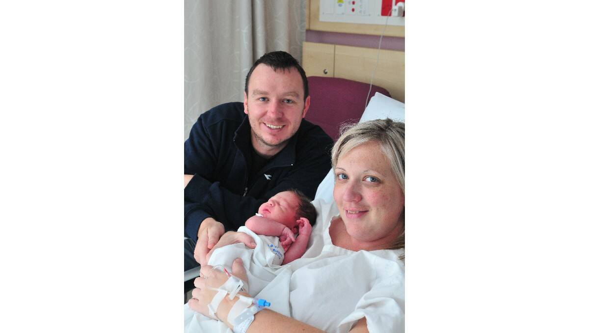 Ellis Richards, pictured with his parents Paul and Karen Richards, was born on May 29.