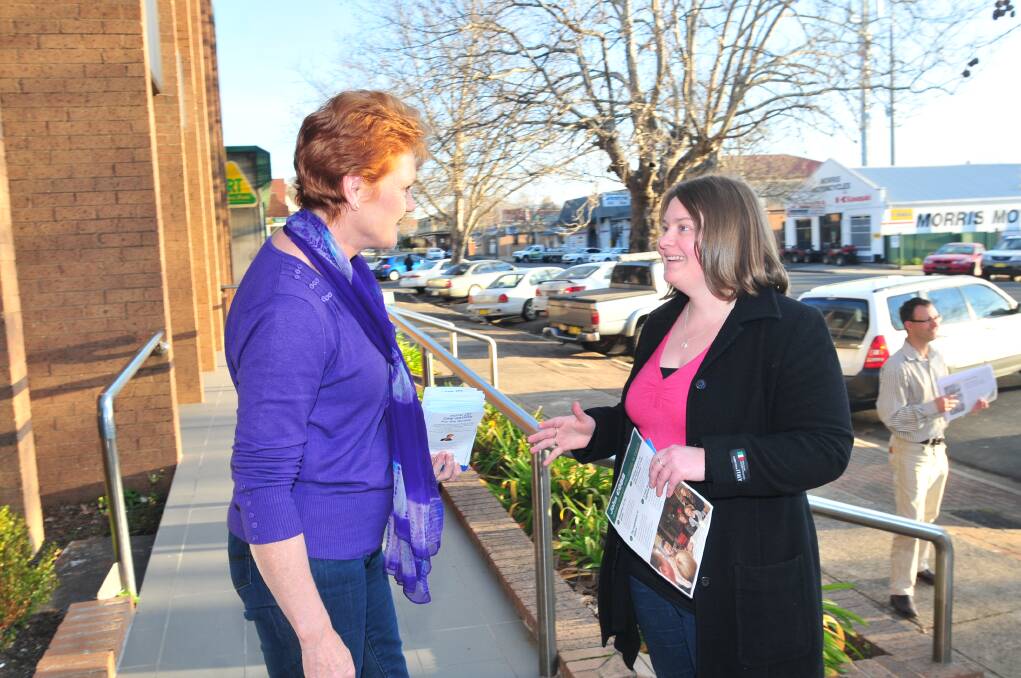 FLYING VISIT: Pauline Hanson in Orange ahead of the federal election. Photo: JUDE KEOGH