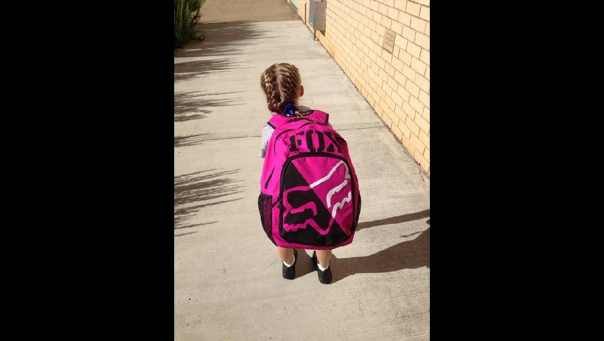 Tilly Chippendale, 6, heading off to start Year 1 at Calare Public School. Photo: BEC CHIPPENDALE
