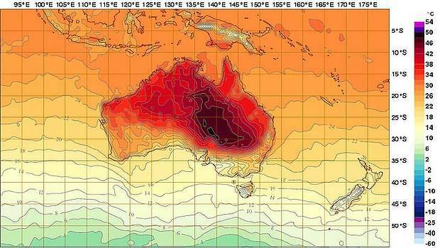 BAKING: Australia's sizzling weather chart for today.