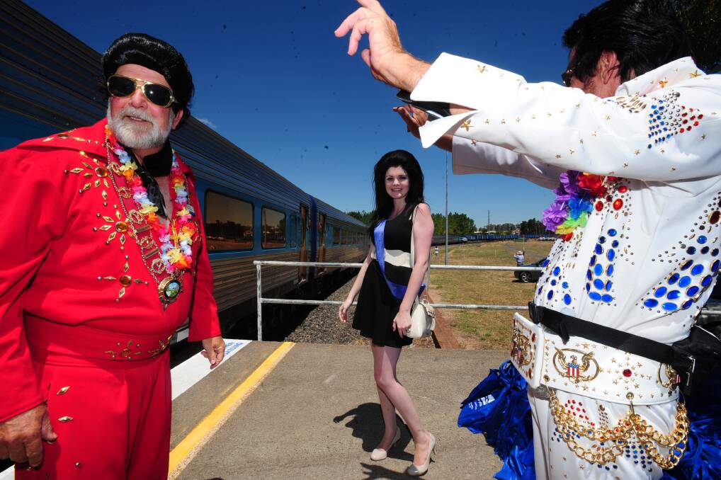 HOUND DOGS: The Elvis train comes through Orange on the way to Parkes. Photo: STEVE GOSCH