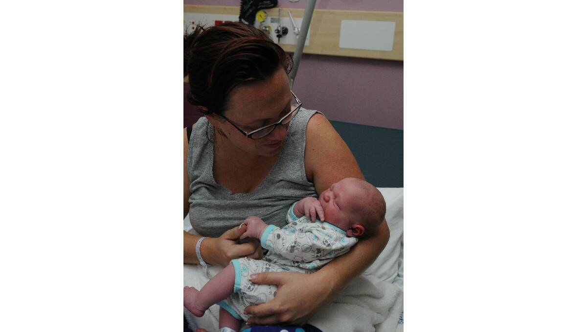 Gabriel Thomas Kerr, pictured with his mother Rhiannon Campbell, was born on May 11. Gabriel's father is Benn Kerr.