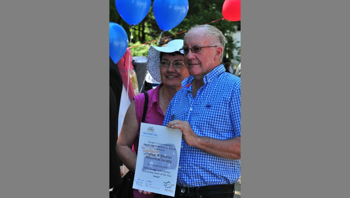 Julie and David Sykes from the Orange District Historical Society were proud of their nomination for 2013 Community Event of the Year. Photo: JUDE KEOGH