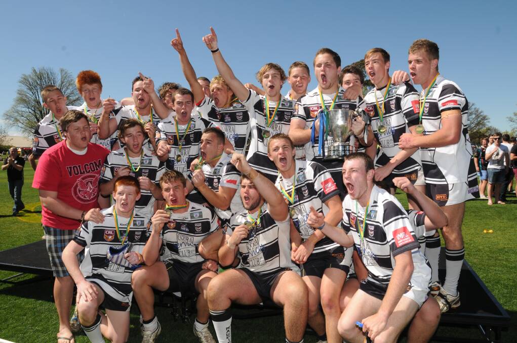 CHAMPIONS: Cowra under 18s celebrate their grand final win.