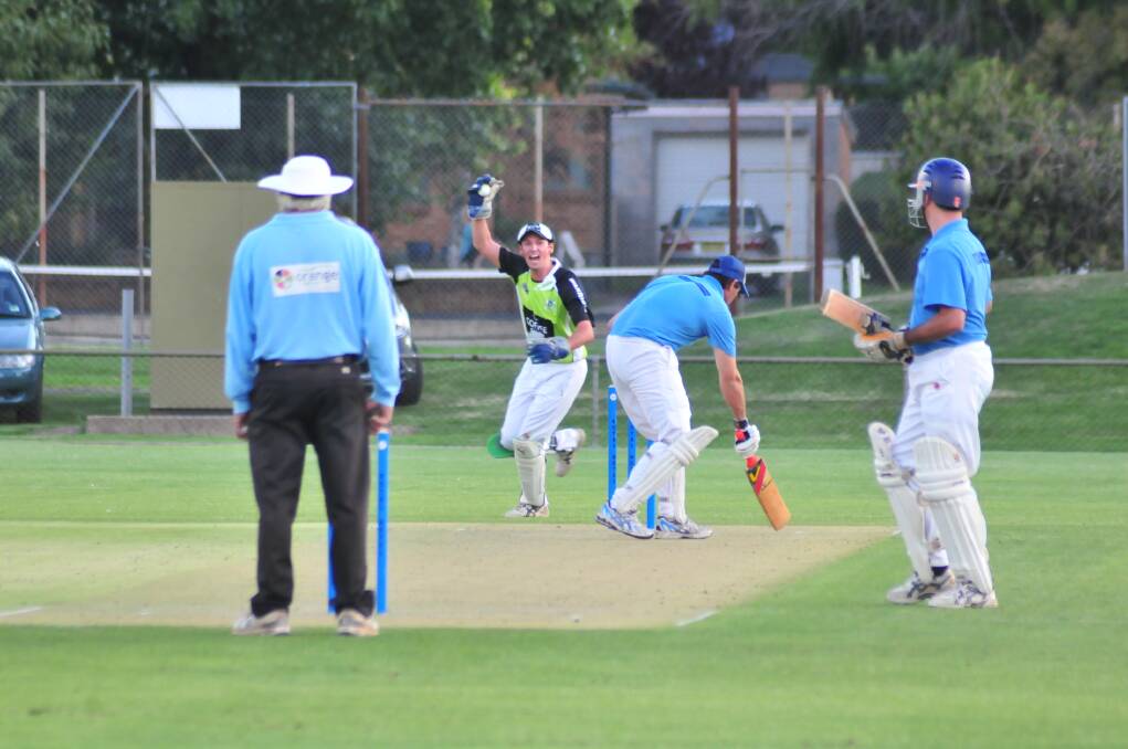 OUT: City keeper Lincoln Duncan appeals for the wicket of a Molong batsman.