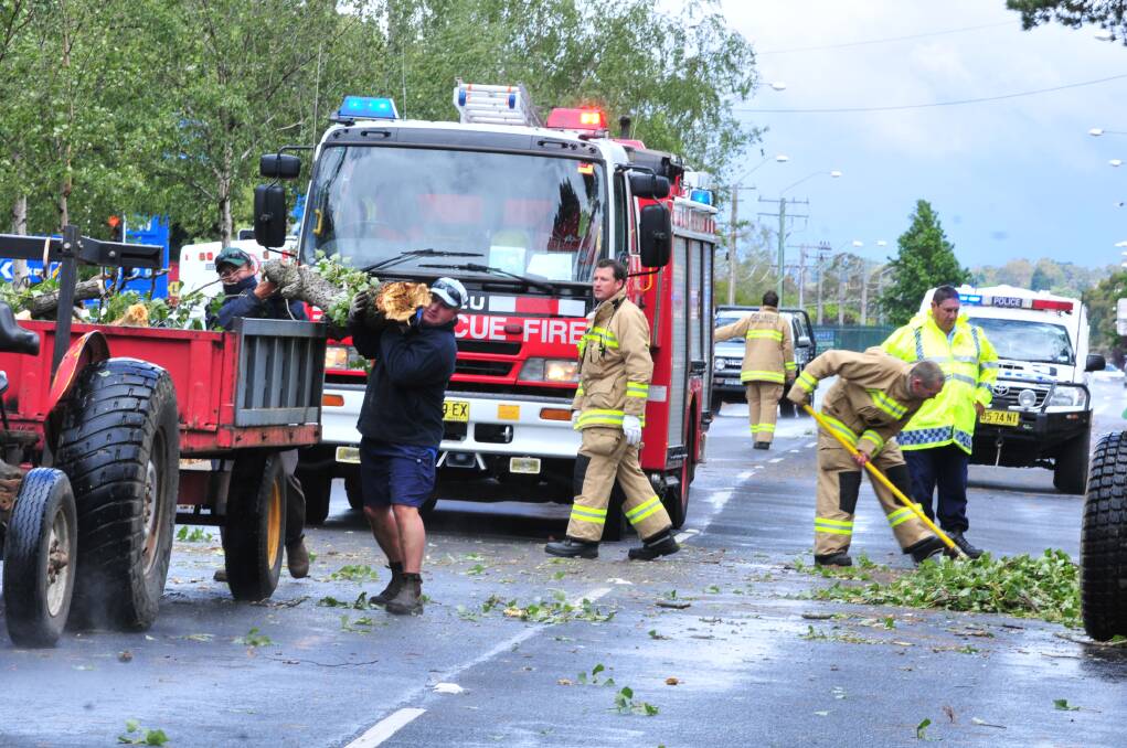 CLEAN UP: A fallen tree from Duntryleague Golf Club causes chaos on Woodward Street. Photo: JUDE KEOGH