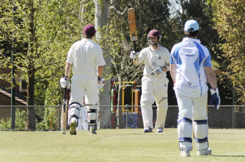 DOUBLE TROUBLE: Cavaliers skipper Richard Venner acknowledges the applause upon reaching his double century against Waratahs in the ODCA first grade season opener in October. Photo: JUDE KEOGH