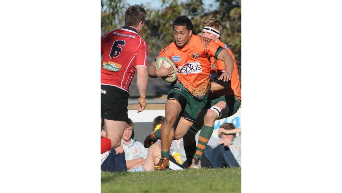 CAN'T CATCH ME: Orange City's Sione 'Junior' Lafou takes on the Narromine defence. 