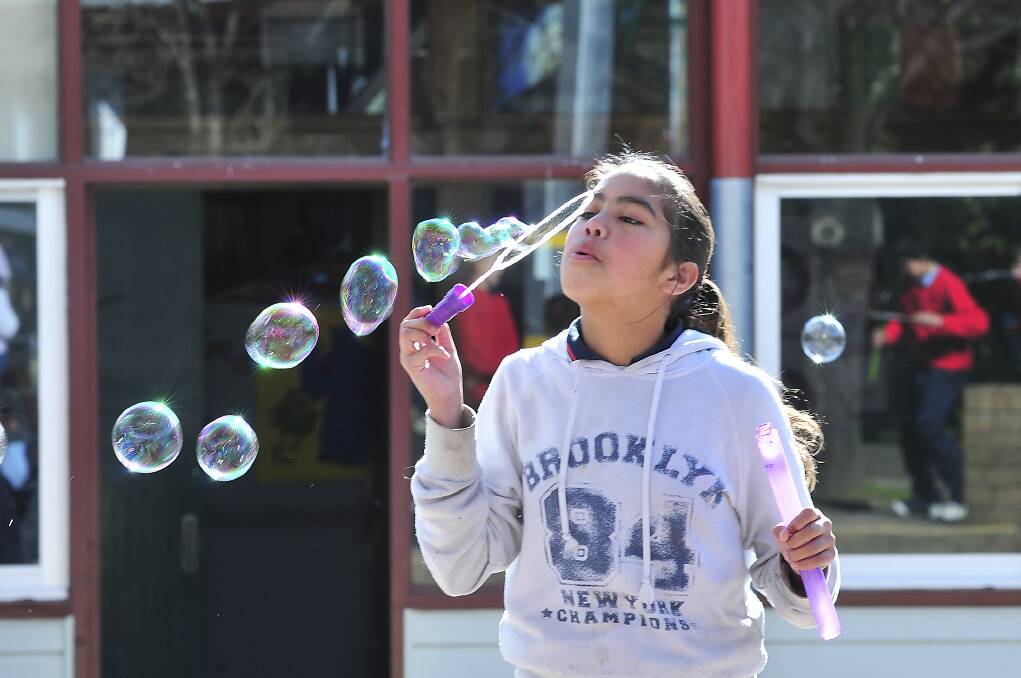 NO BUBBLE TROUBLE: Tahlia shows off her skills. Photo: JUDE KEOGH