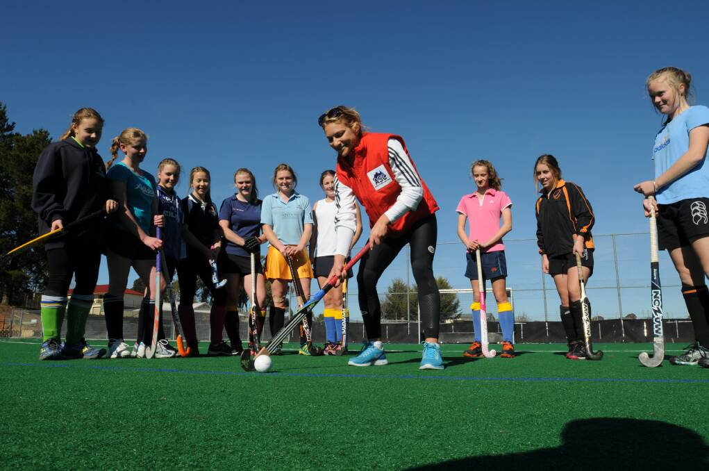 July 11 - Former Hockeyroo Kate Hollywood was the high profile coach at a NSW Country Hockey Camp at Orange Hockey Centre. Photo: STEVE GOSCH 0711sghockey