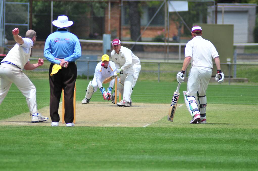  EYES ON THE BALL: Macquarie Valley batsman Jason Ryan looks to score.