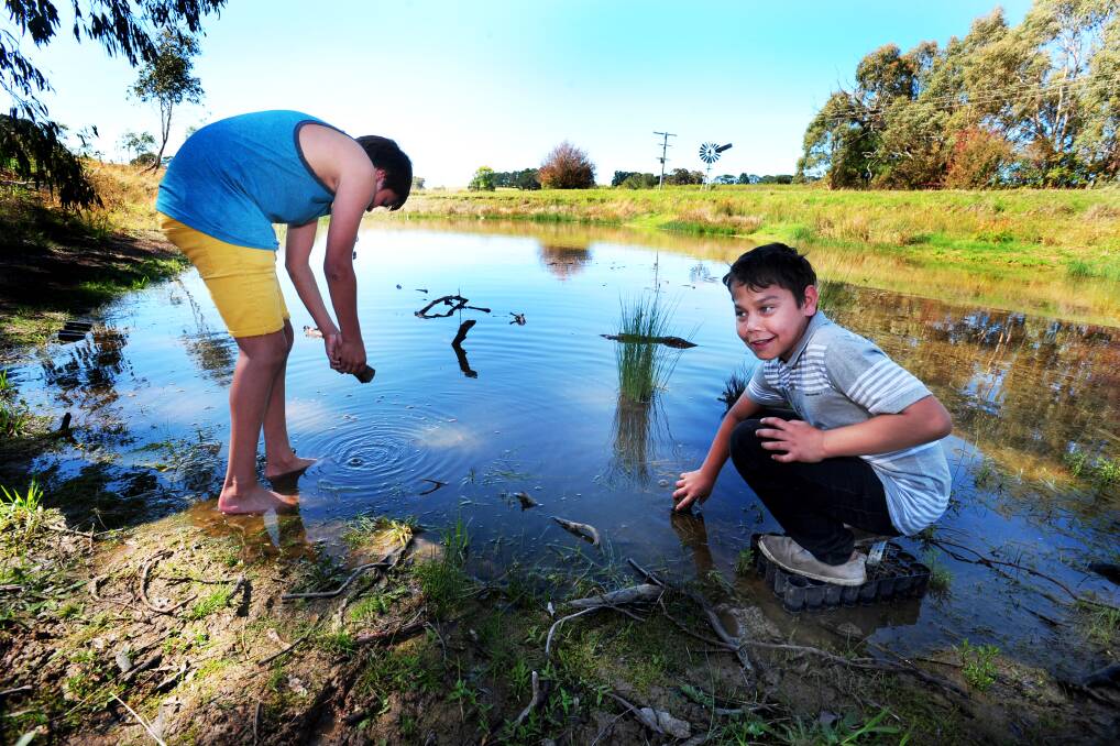 WADING IN: Ben French and Caleb Sutherland, published on Saturday, March 9. Photo: STEVE GOSCH