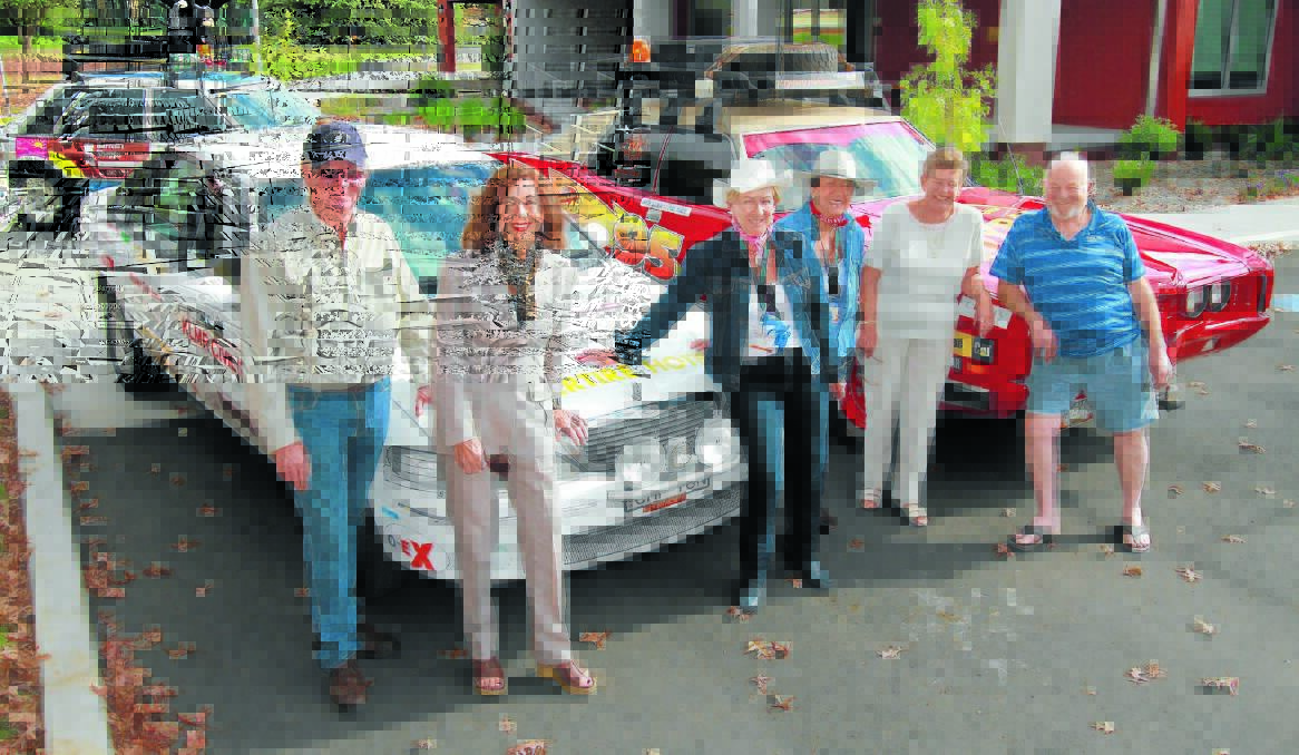 READY TO RALLY: Gary Cooper, Barbara Cooke, Liz Bradley, Yvonne Davis, Annette Akehurst and Frank Akehurst have fired up their engines, got sponsors and are ready to take part in the 2013 Cruisin' Along rally starting on Friday. Photo: JEFF DEATH       0430jdcarrally04