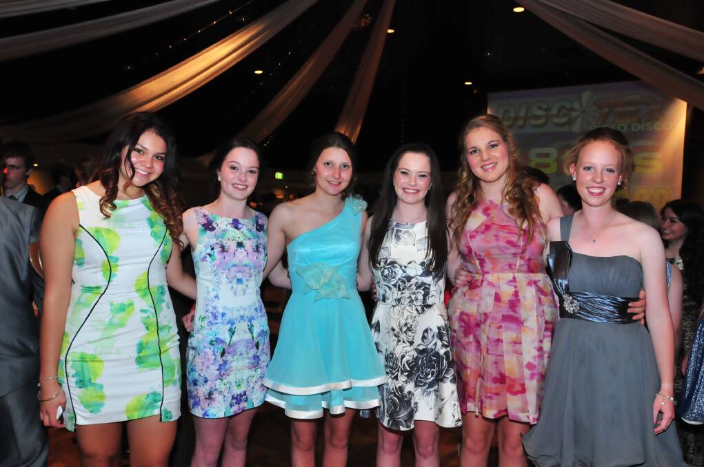 KINROSS FORMAL: Maria Ceron, Laura Faulks, Maddie Griffiths, Alice Faulks, Cassie Naylor and Bree Smith. Photo: JUDE KEOGH