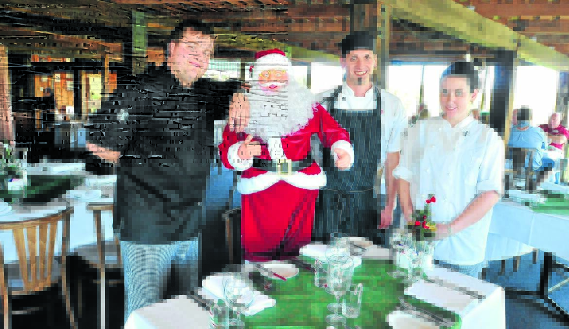 FESTIVE FARE: Chef de’partie Paul Hannam, head chef Mitch Brown and apprentice chef Sam Devlin will be working hard on Christmas Day catering for 100 guests.  Photo: JUDE KEOGH 1220highland1