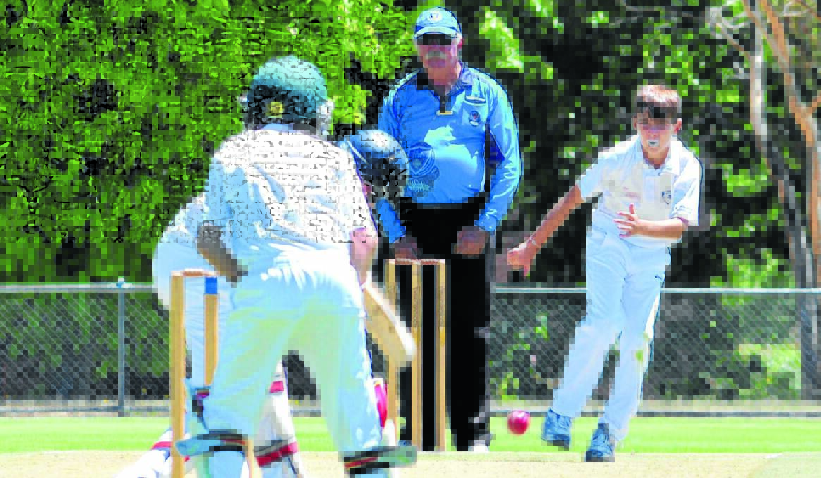 BOWLING THEM OVER: ACT under 12s bowler Sam Frost claimed 5-25 in his side’s loss to North Shore at Riawena Oval yesterday.  Photo: JUDE KEOGH 0106jrcrick4