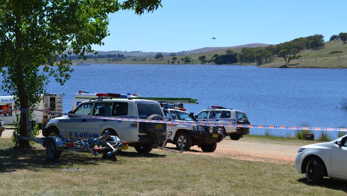 MISSING: Search teams are on site at Carcaor Dam this morning after a 54-year-old was reported missing yesterday evening. Photo: Ryan Young: Blayney Chronicle (Flick across to see more photos or click the photo tab on the CWD iPhone app)