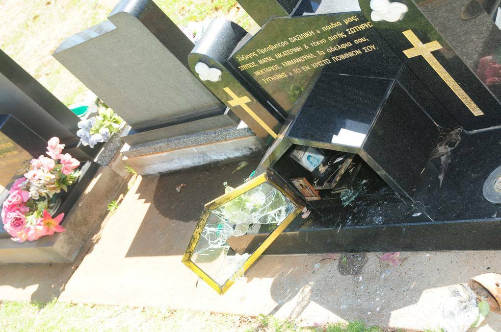 DUBBO: One of the graves that was damaged at New Dubbo cemetery.