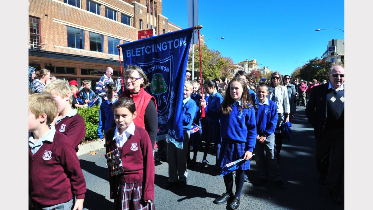 Marching down Summer Street in Orange during the Anzac commemorations