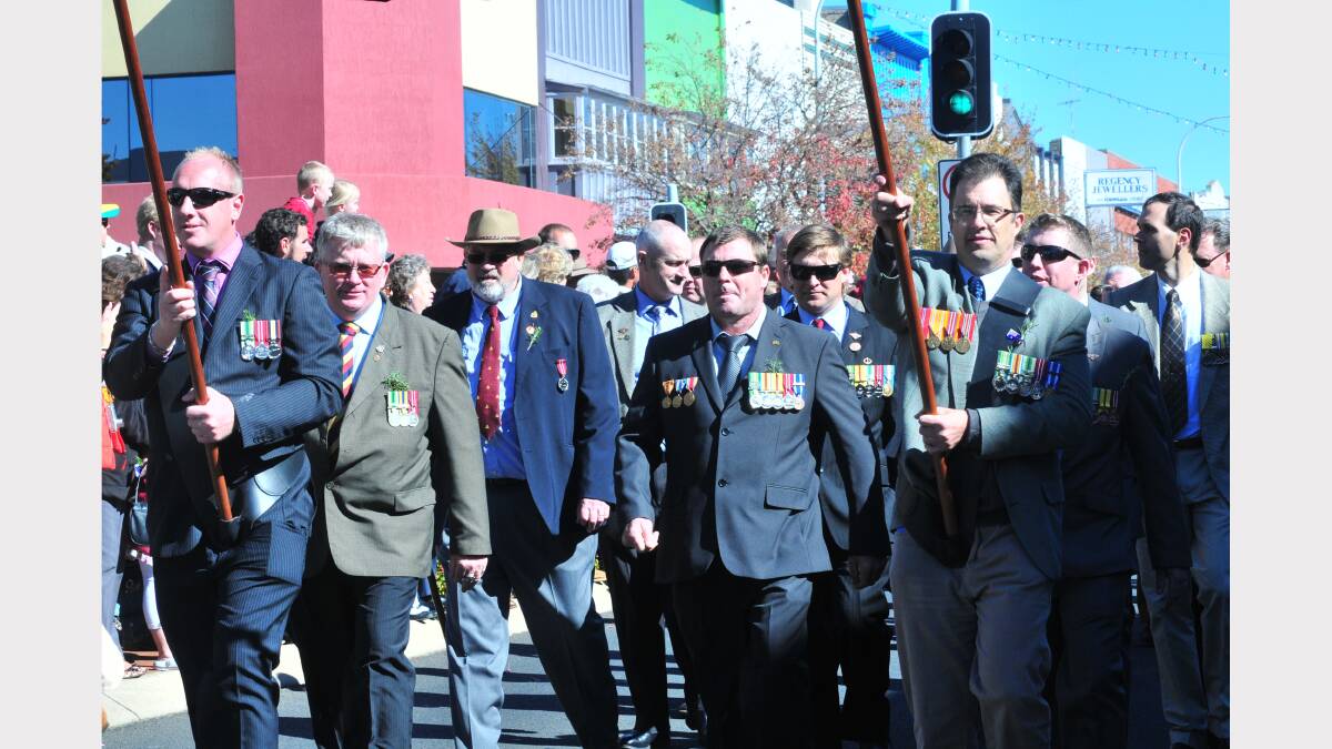 Marching down Summer Street in Orange during the Anzac commemorations