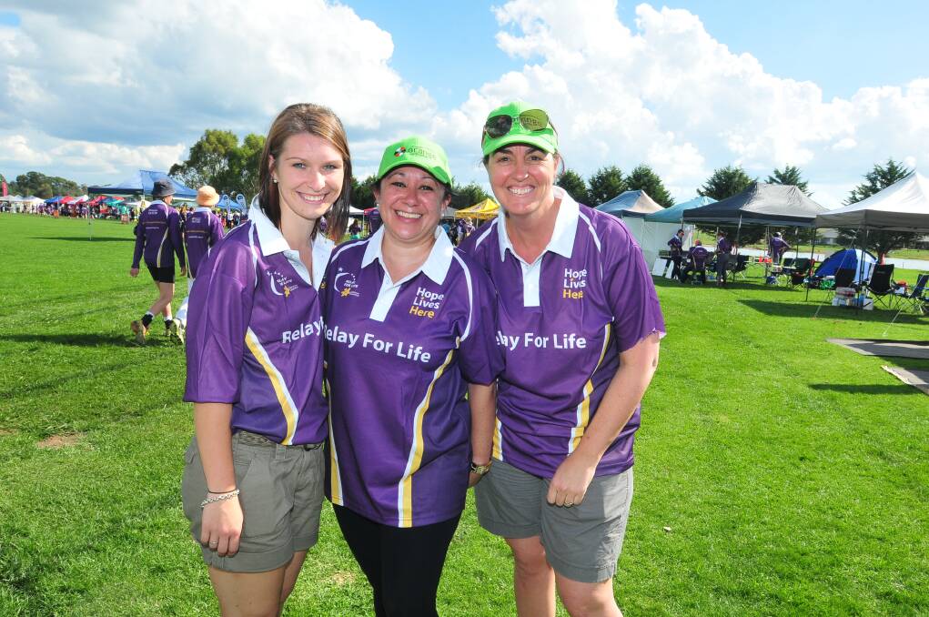 RELAY FOR LIFE: Sarah Burcher, Mel Mears and Noelle Cornish from Orange Credit Union. Photo: JUDE KEOGH