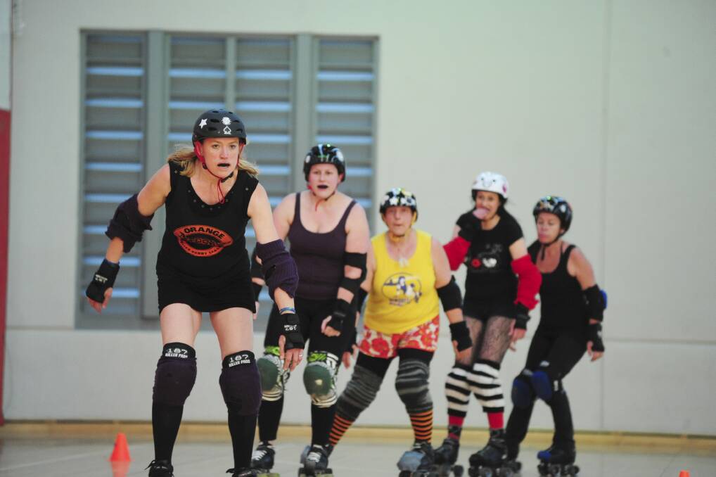 Orange Roller Derby League Training - Incredibelle Olk, Robyn Zombie, Tinkers Toss, Le'Evil Kni'Evil & Madam Mixalot Photo Jude Keogh