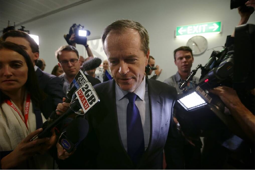 Labor MP Bill Shorten departs the press gallery after an interview, at Parliament House in Canberra. Photo: Alex Ellinghausen. 