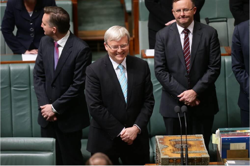 Prime Minister Kevin Rudd in the House of Representatives at Parliament House in Canberra. Photo: Alex Ellinghausen. 