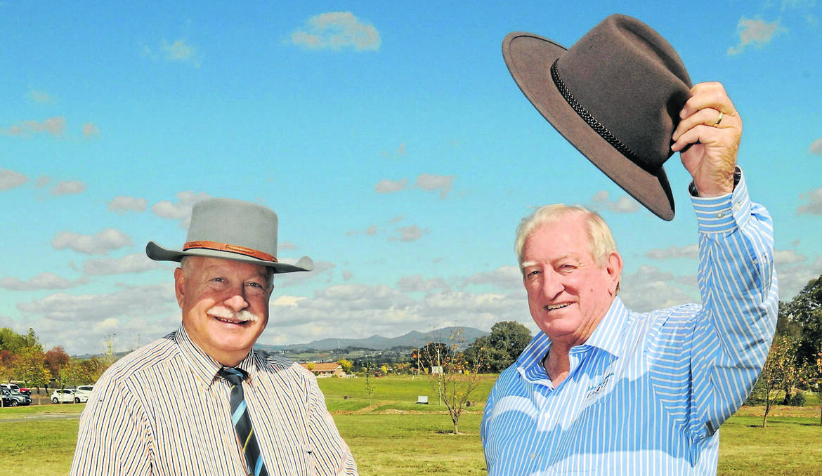 FEDORA UP: Councillor Chris Gryllis and mayor John Davis want to construct a giant Akubra to commemorate Banjo Paterson
