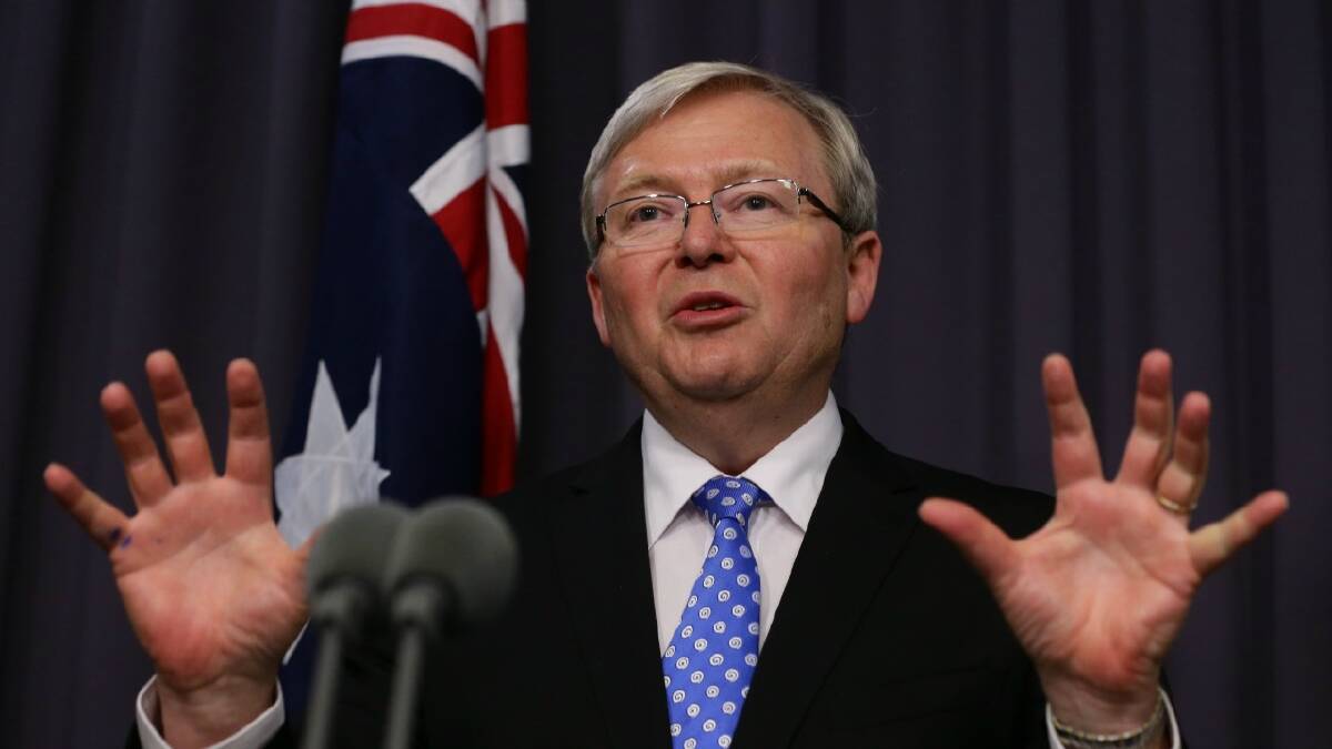 Kevin Rudd addresses the media after being elected Labor leader and deputy leader on Wednesday night. Click or swipe through the gallery to see images from the dramatic night in Canberra.