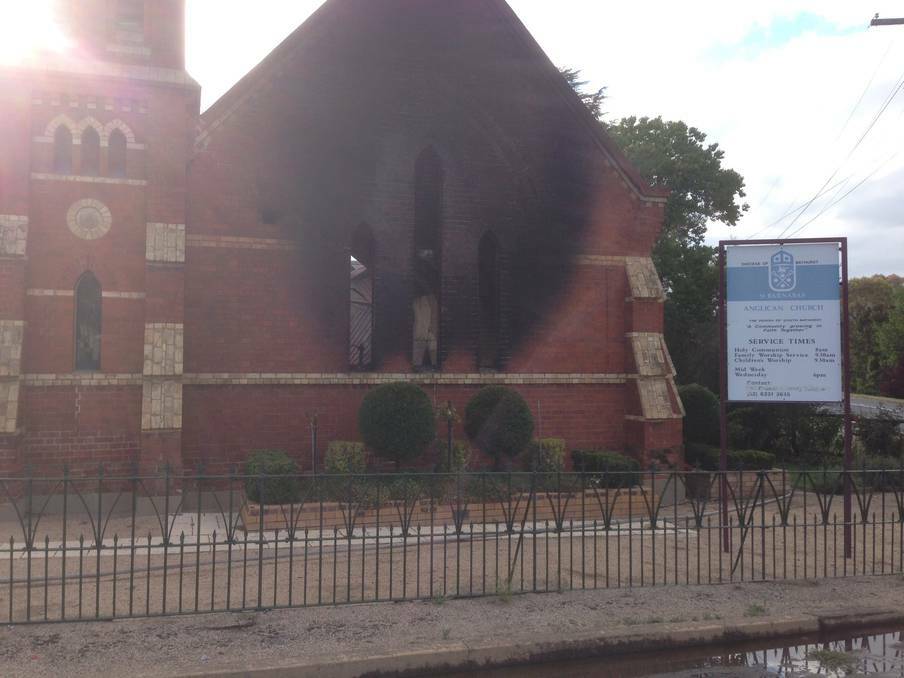 FIRE: St Barnabas' Church, Bathurst. Photo: Simon Coomans