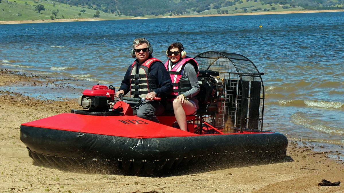 COWRA: The Australian Hovercraft Federation held its 25th rally at Wyangala Waters last weekend. Pictured - Peter Streader and Katie Burgess.