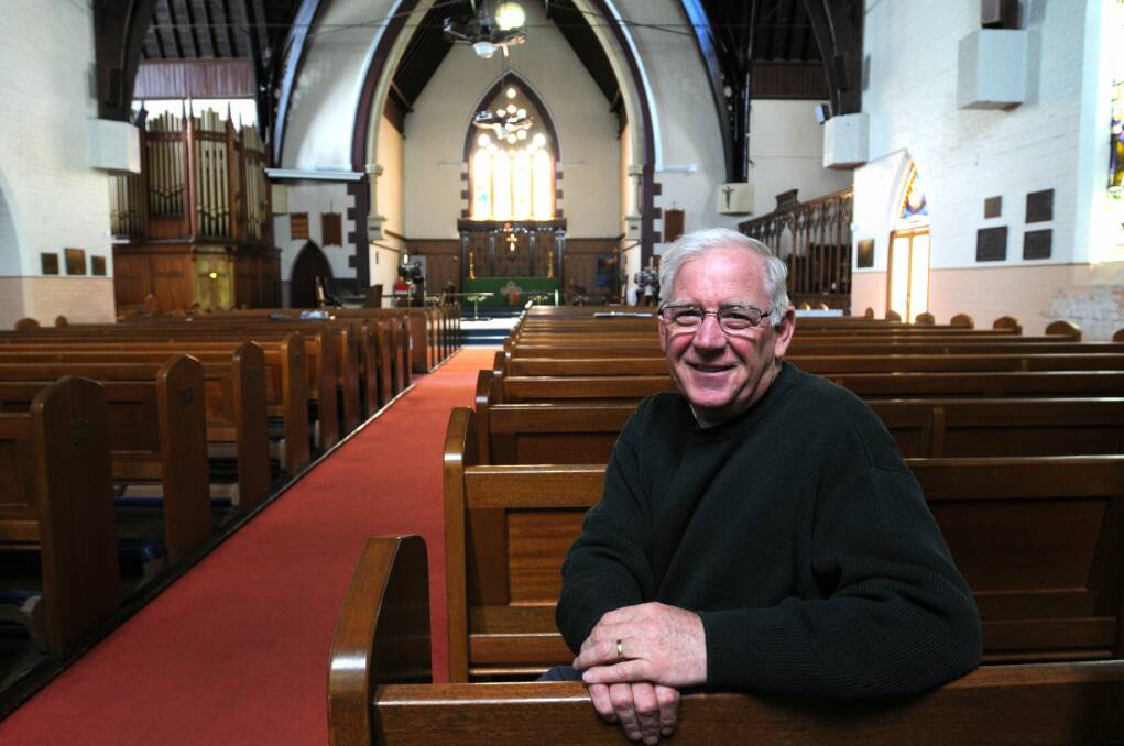 TIME TO PULL UP A PEW AND RELAX: Holy Trinity priest Frank Hetherington will retire from his role next year. Photo: STEVE GOSCH