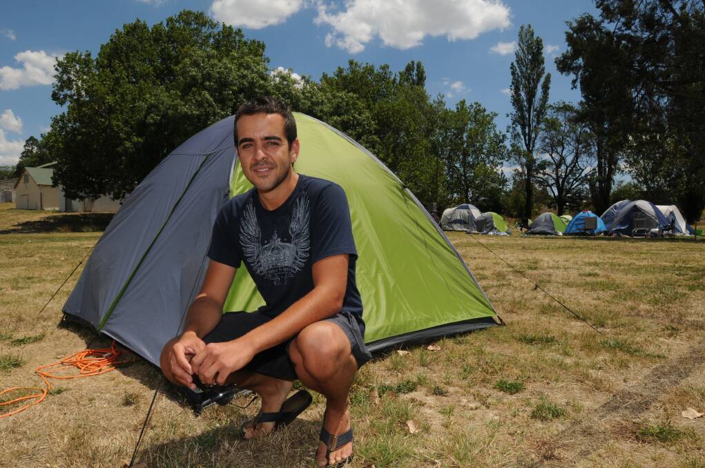HOME SWEET HOME: Backpacker Mehdi Habbari was pleased with the facilities of the Orange Showground’s campsite. Photo: STEVE GOSCH 