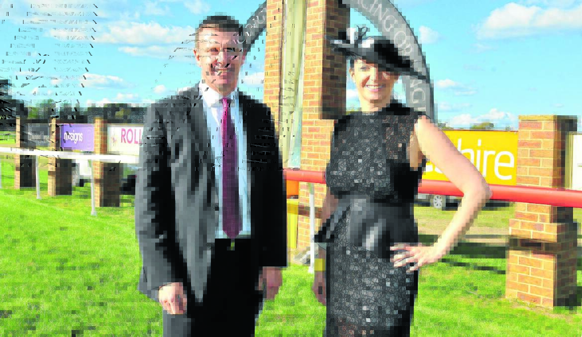 EVERY POST A WINNER: General manager of industry and business analysis Racing NSW Scott Kennedy with Racing Orange chairperson Ellie Brown after the announcement of $1.3  million funding for Towac Park. Photo: JUDE KEOGH