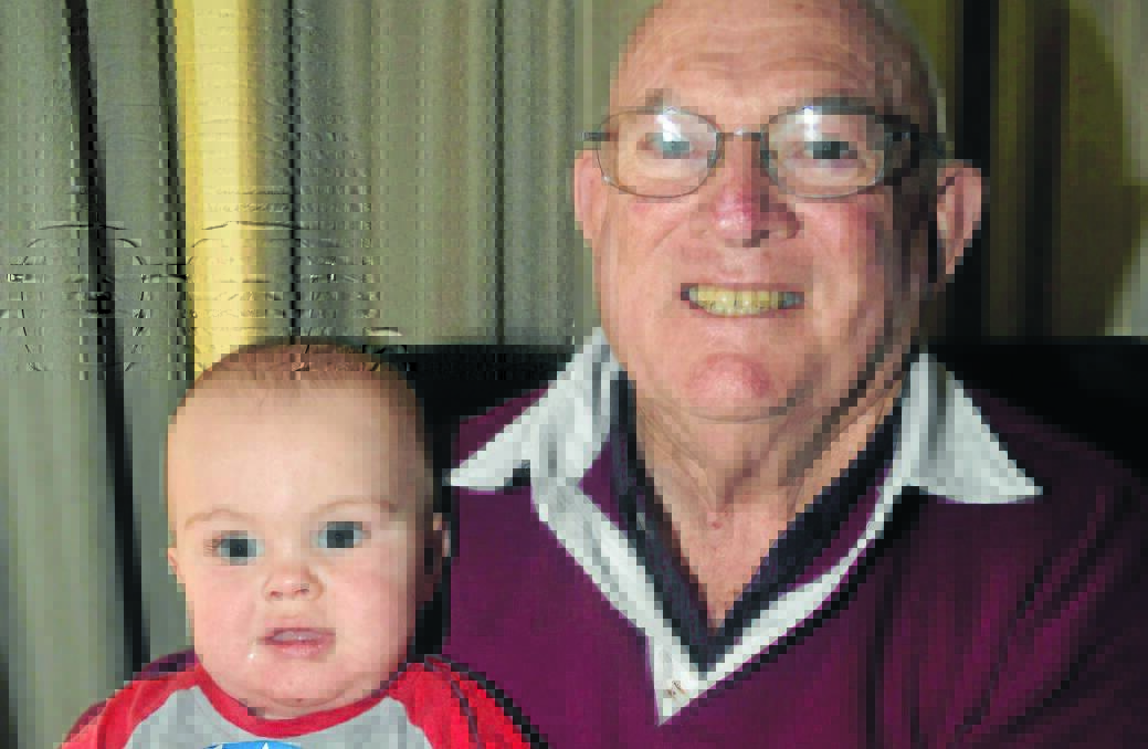 LIVING LIFE TO THE FULLEST: Anthony Gorringe spends some quality time with his cute great- grandson Will Hepworth. Photo: LUKE SCHUYLER                                                            0806lsdeafsociety