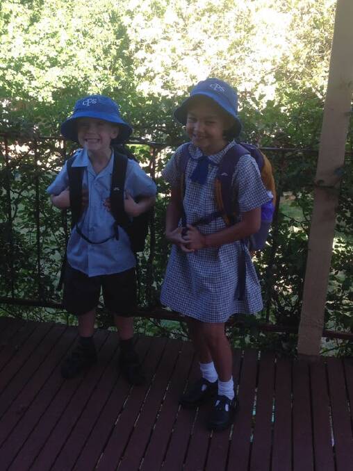 Keira and Joelready to go to Calare Public School. Photo: ERIN PORTER